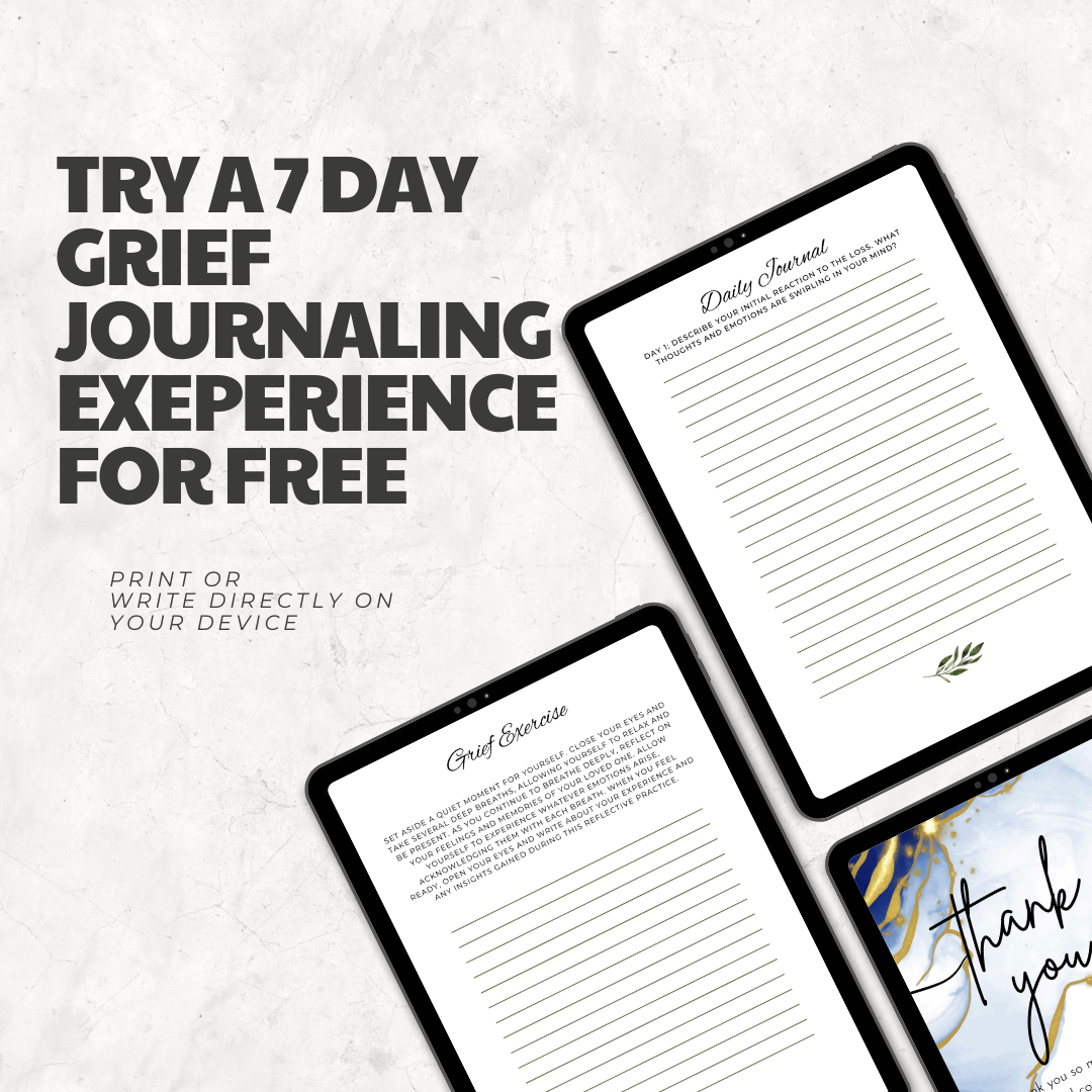 7 Day Grief Journal with prompts & 1 exercise